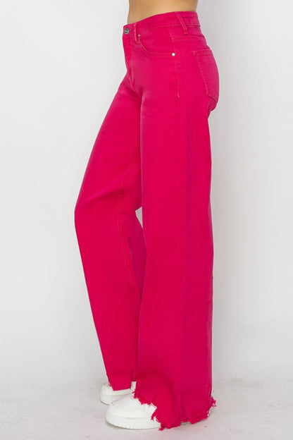 RISEN Fuchsia High Rise Wide Leg Jeans (0-15)