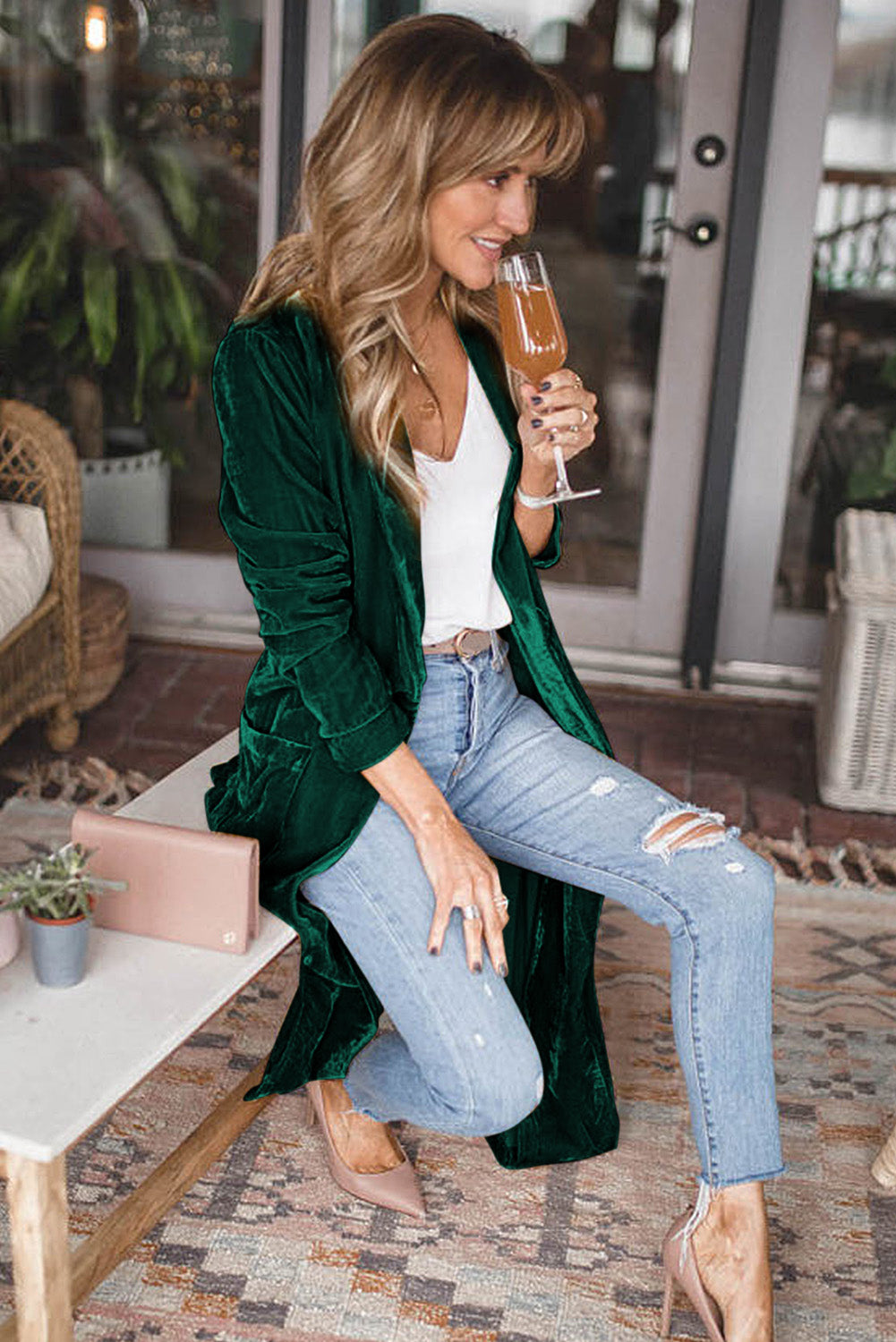 Velvet Open Front Long Cardigan (S-2XL - 3 Colors)