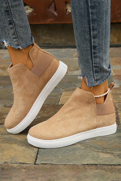 Camel High Top Suede Sneakers