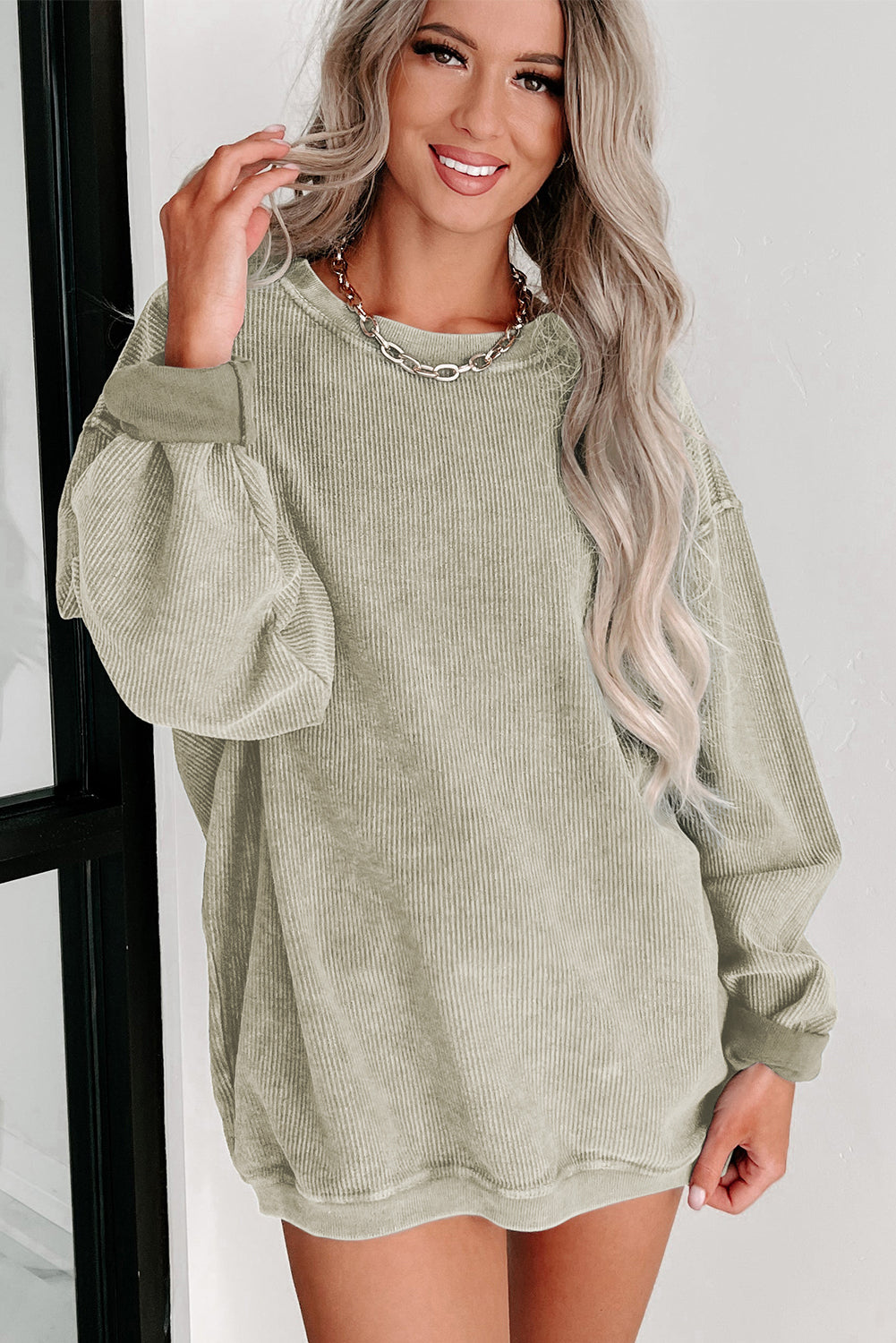 Ribbed Drop Sleeve Pullover Sweatshirt (S-2XL - 6 Colors)