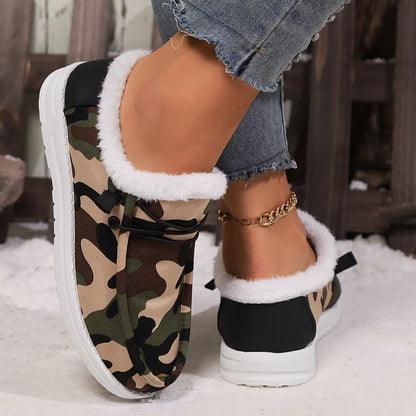 Fuzzy Camo Round Toe Shoes