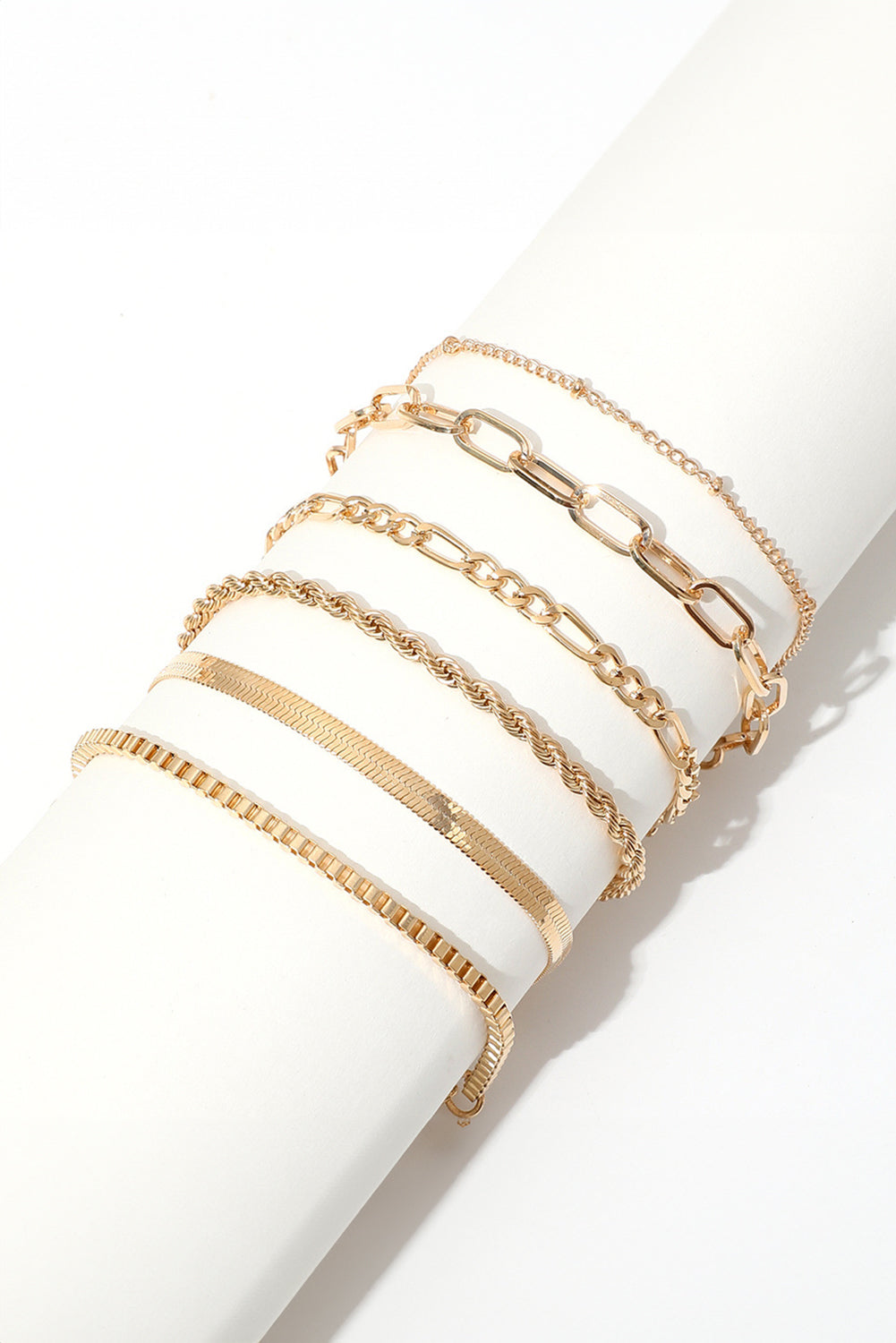 Gold Multi Layered Chain Bracelet Set