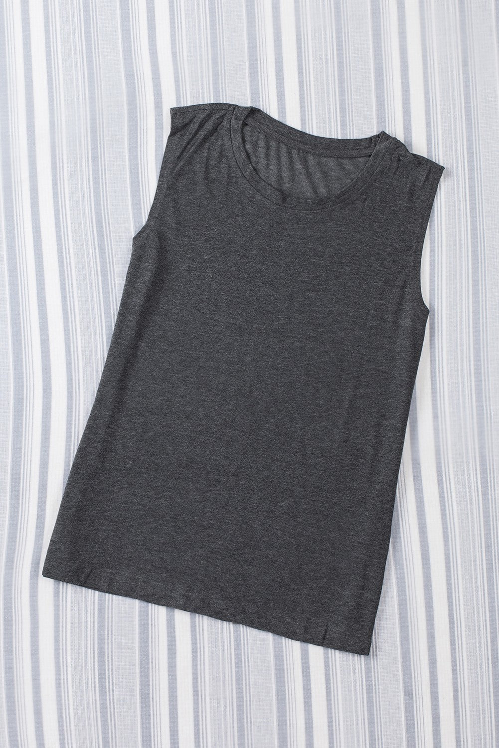 Blank Solid Color Crew Neck Loose Tank Top