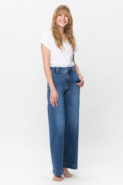 Judy Blue Double Button Wide Leg Jeans (0-24W)