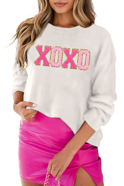 XOXO Chenille Letter Round Neck Sweater (S-2XL - 2 Colors)