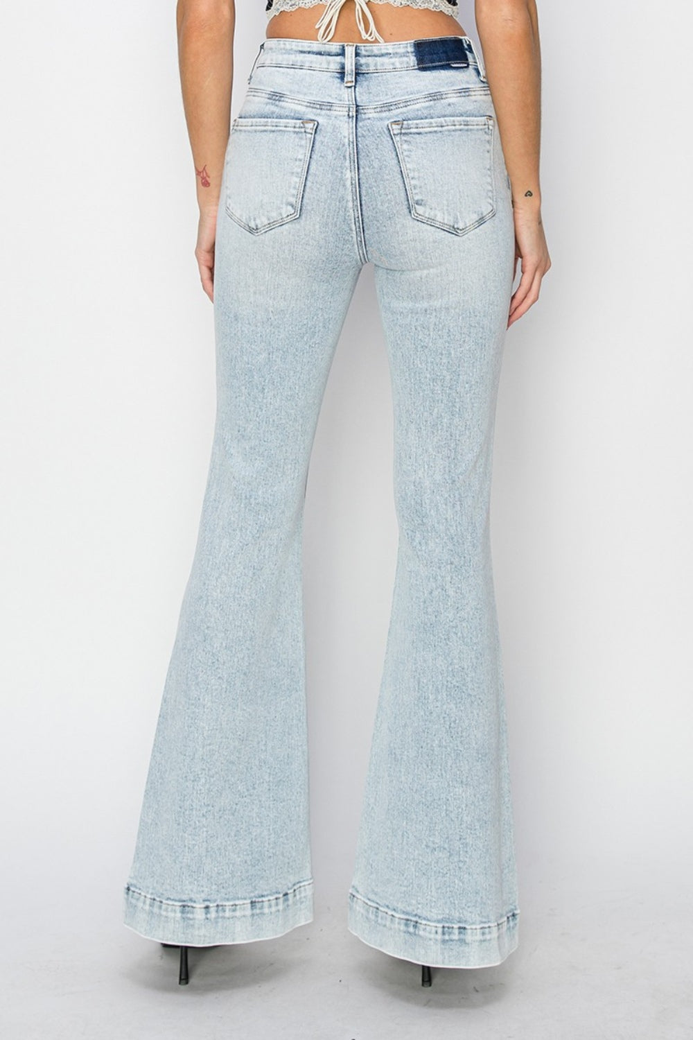 Risen High Rise Front Patch Pocket Flare Jeans (0-15)