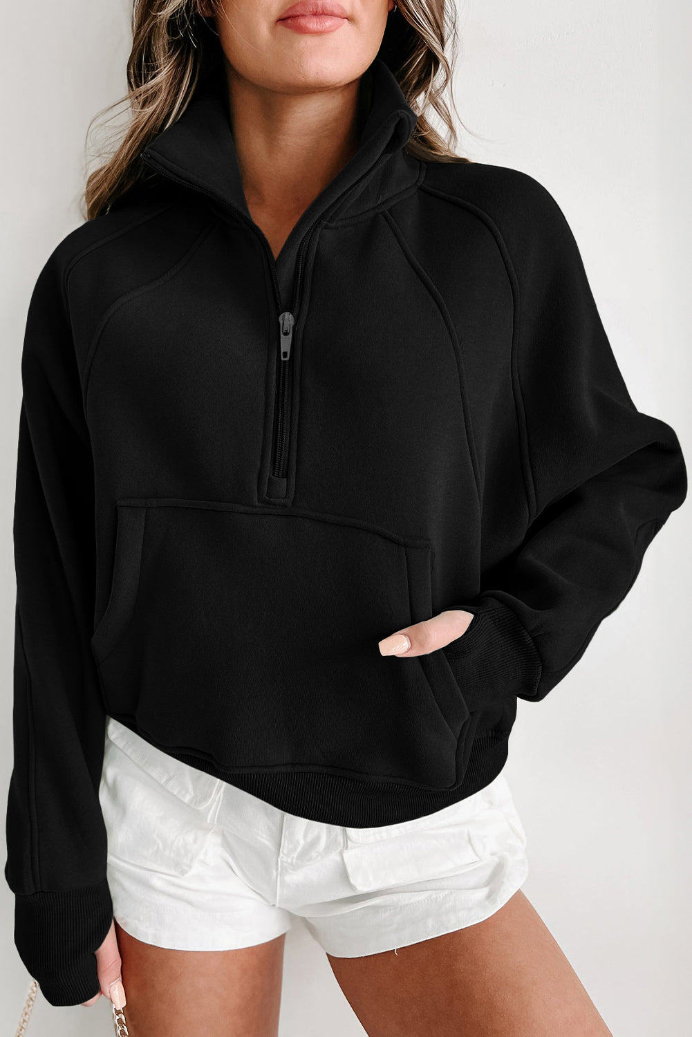 Quarter Zip Flamingo Collar Sweatshirt (S-3XL - 12 Colors)