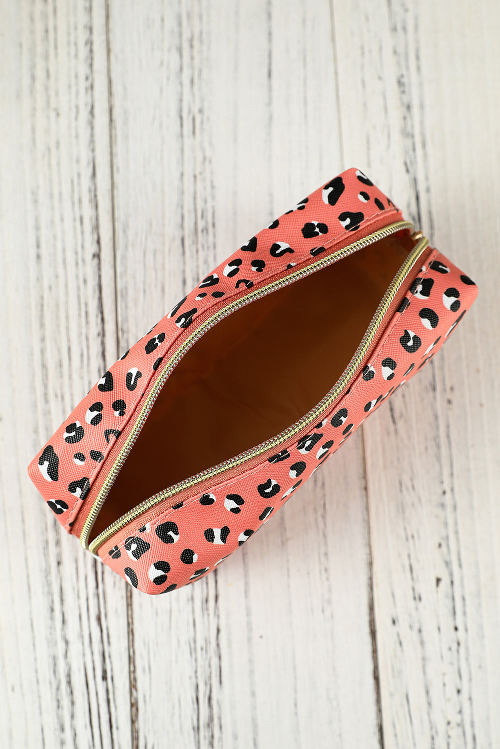 Pink Leopard Print Zipped Cosmetic Storage Bag