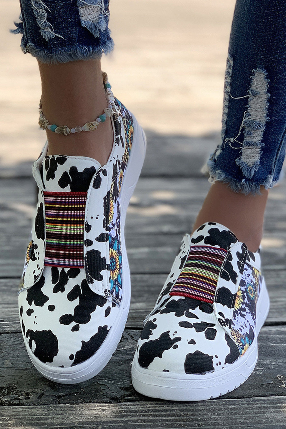 Multi-Animal Print Serape Sneakers