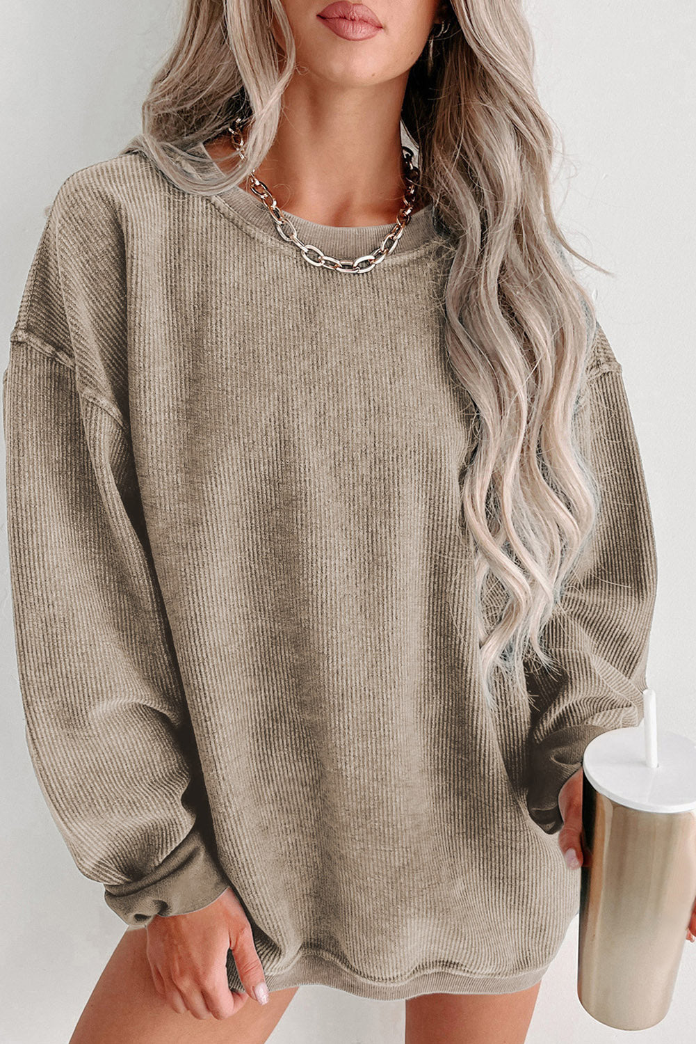 Ribbed Drop Sleeve Pullover Sweatshirt (S-2XL - 6 Colors)