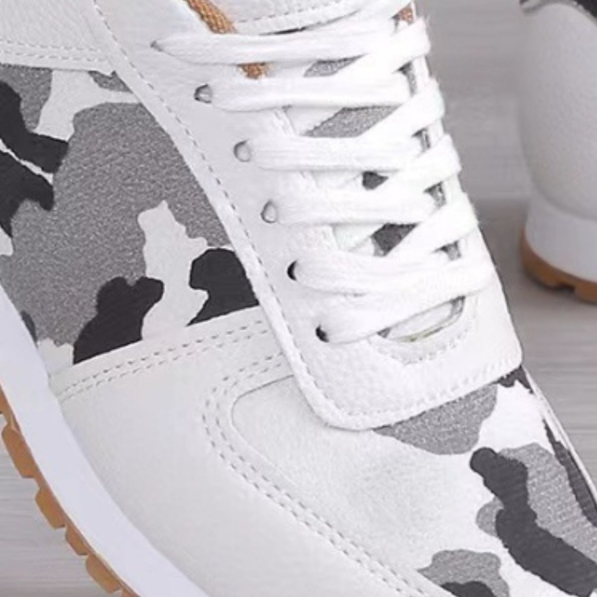 Camo/Leopard Printed Leather Athletic Shoes