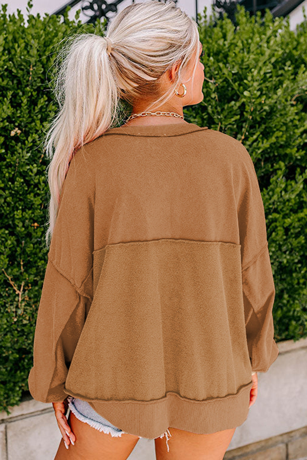 Slouchy Drop Shoulder Henley Sweatshirt (S-2XL - 5 Colors)