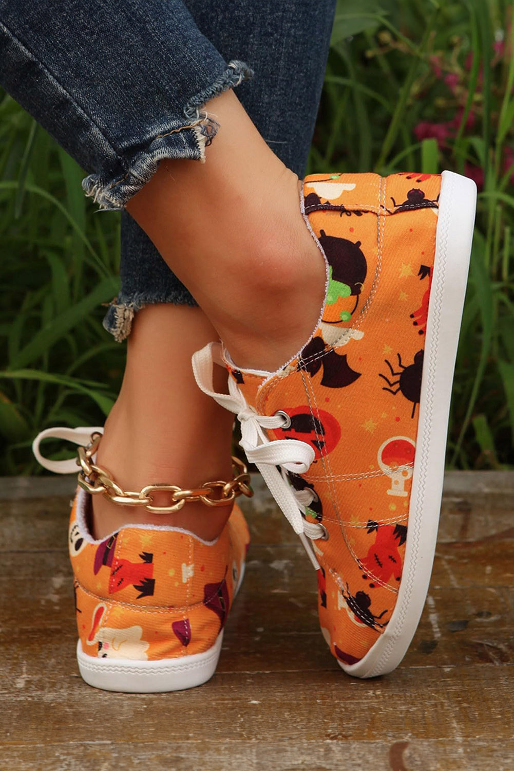 Orange Halloween Print Sneakers