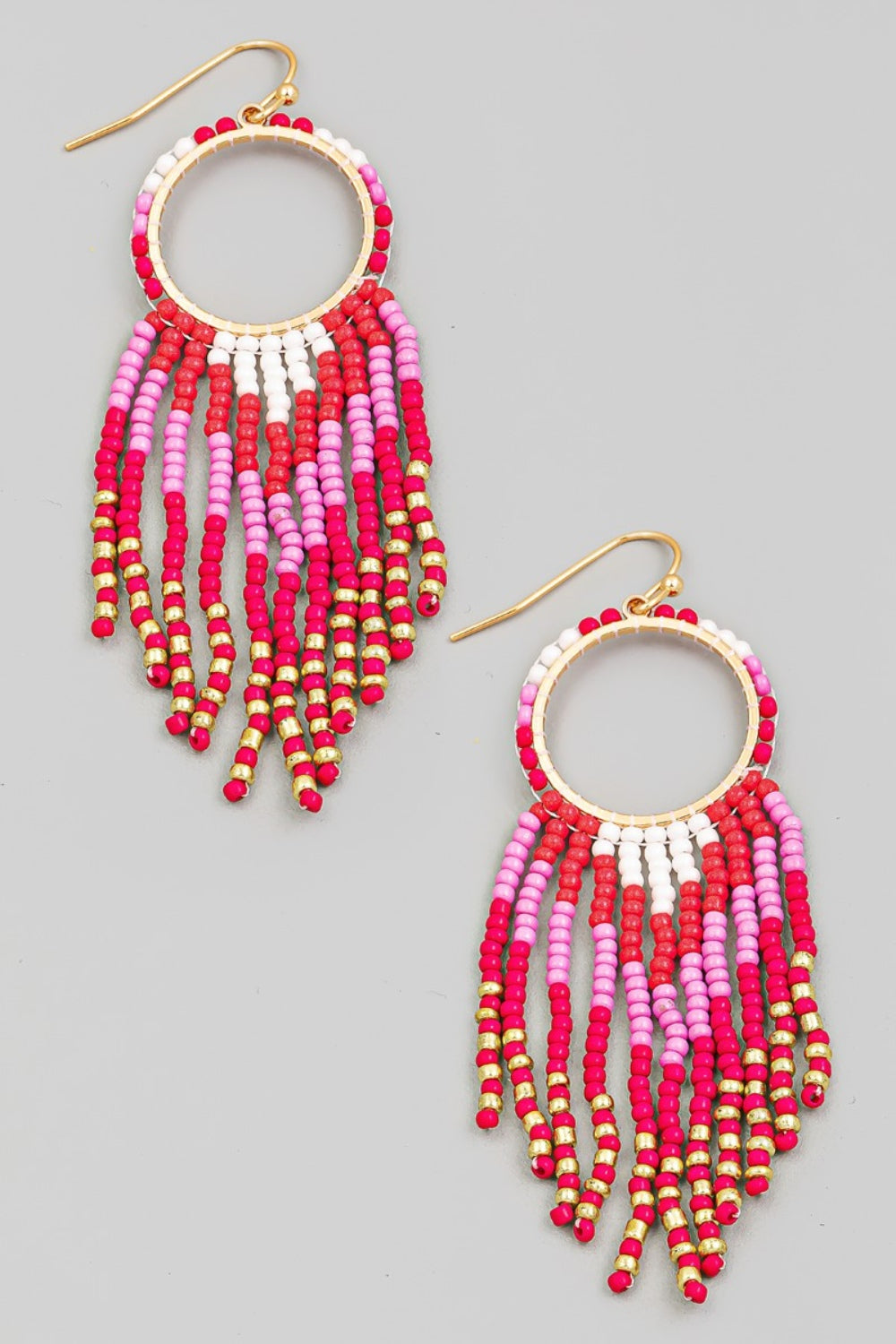 Fame Circle Seed Beaded Fringe Earrings