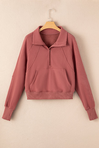 Quarter Zip Flamingo Collar Sweatshirt (S-3XL - 12 Colors)