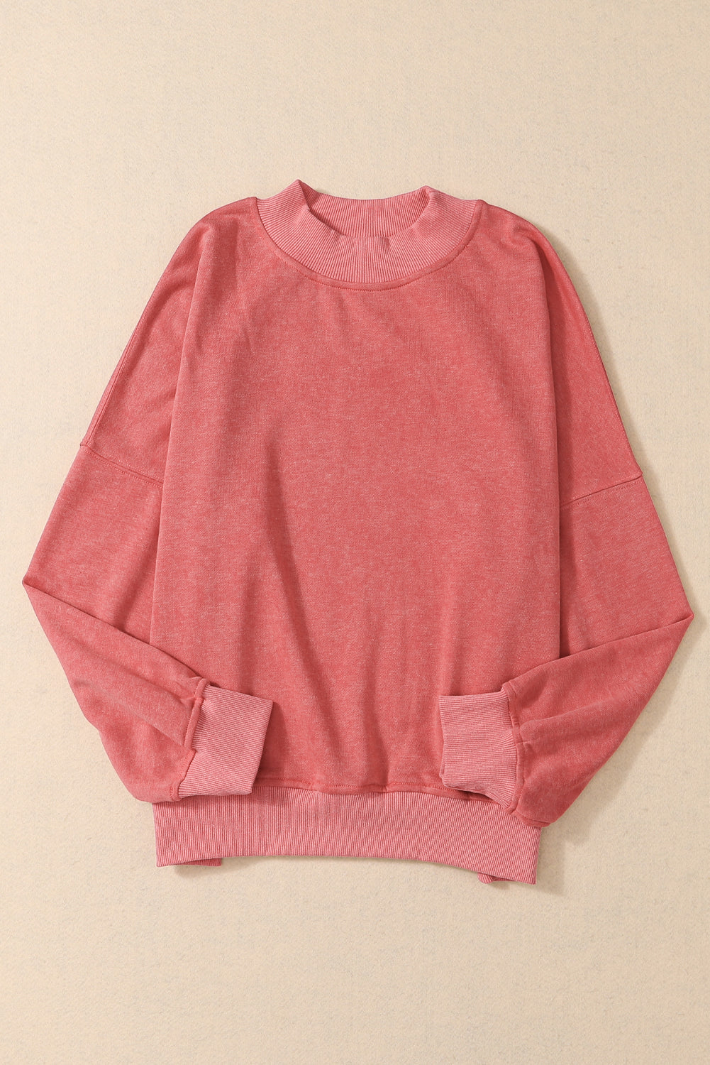 Brown Plain Drop Shoulder Crew Neck Sweatshirt