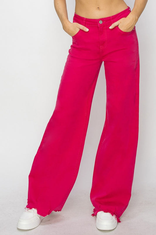 RISEN Fuchsia High Rise Wide Leg Jeans (0-15)