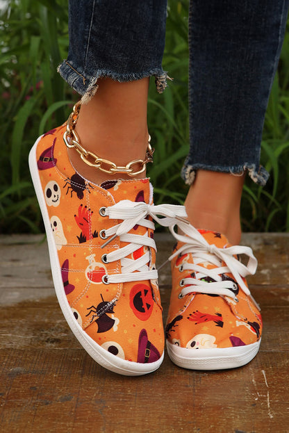 Orange Halloween Print Sneakers