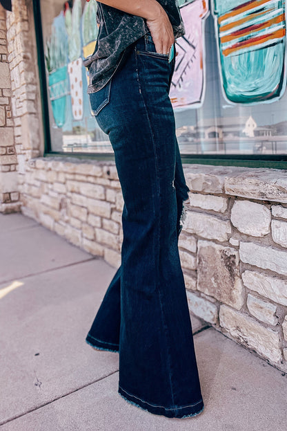 Real Teal High Rise Ripped Bell Bottoms (6-16)