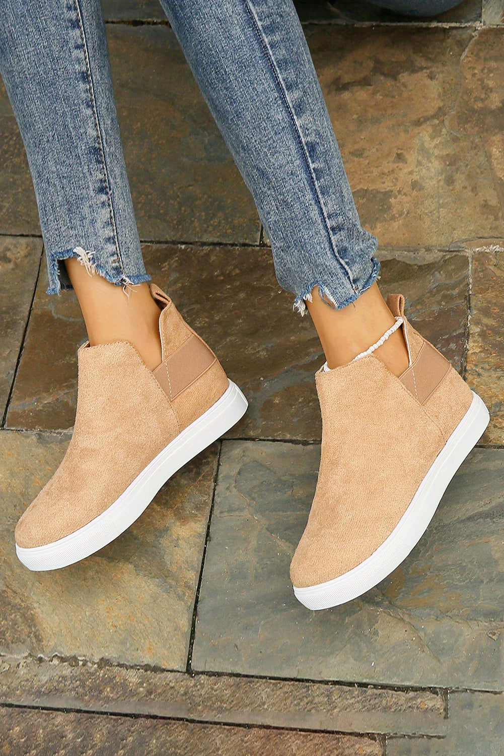 Camel High Top Suede Sneakers