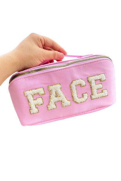 Pirouette Fuzzy FACE Graphic Zipper Portable Makeup Bag