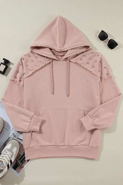 Stud Detail Kangaroo Drawstring Hoodie (S-2XL)