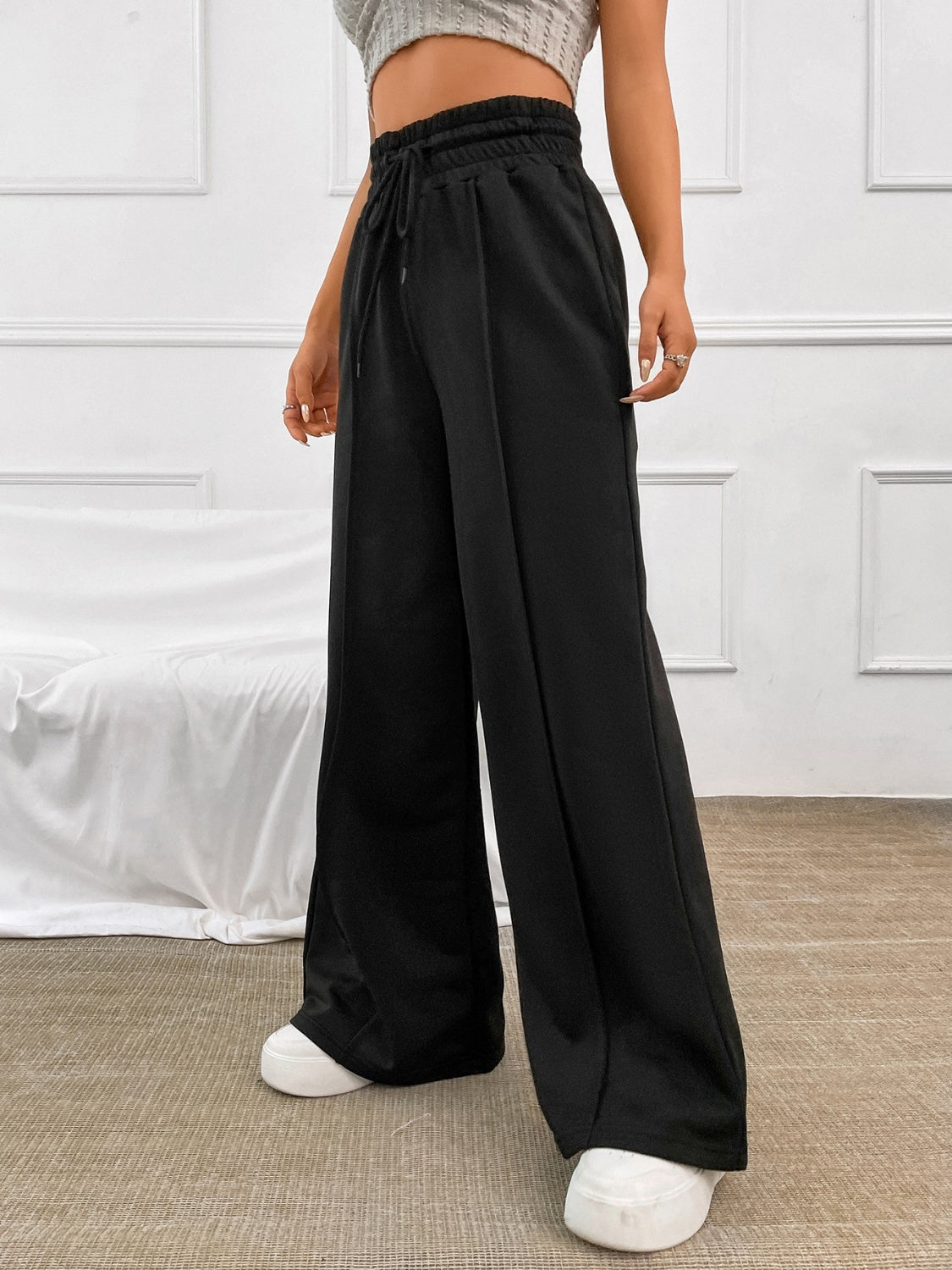 Honey Seam Drawstring Wide Leg Pants (S-2XL - 2 Colors)