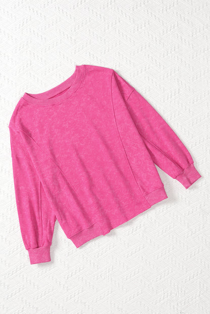 Blank Rose Distressed Loose Crew Neck Long Sleeve (S-2XL)