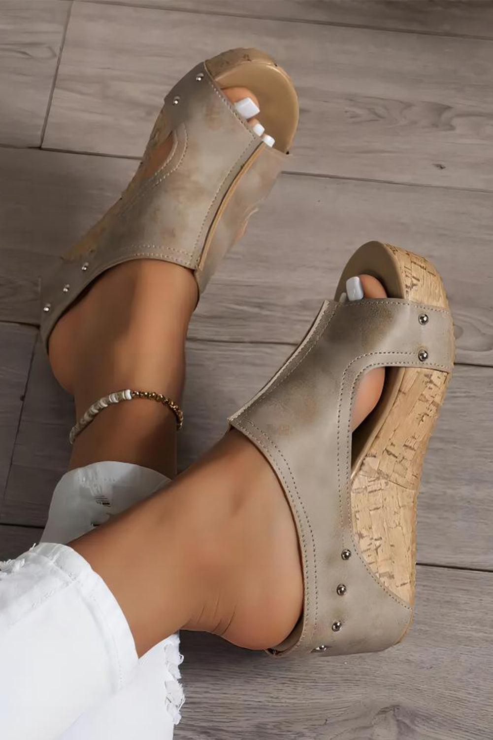 Studded Leather Wedges