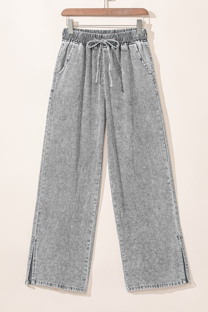 Medium Grey Drawstring Wide Leg Jeans (S-XL)