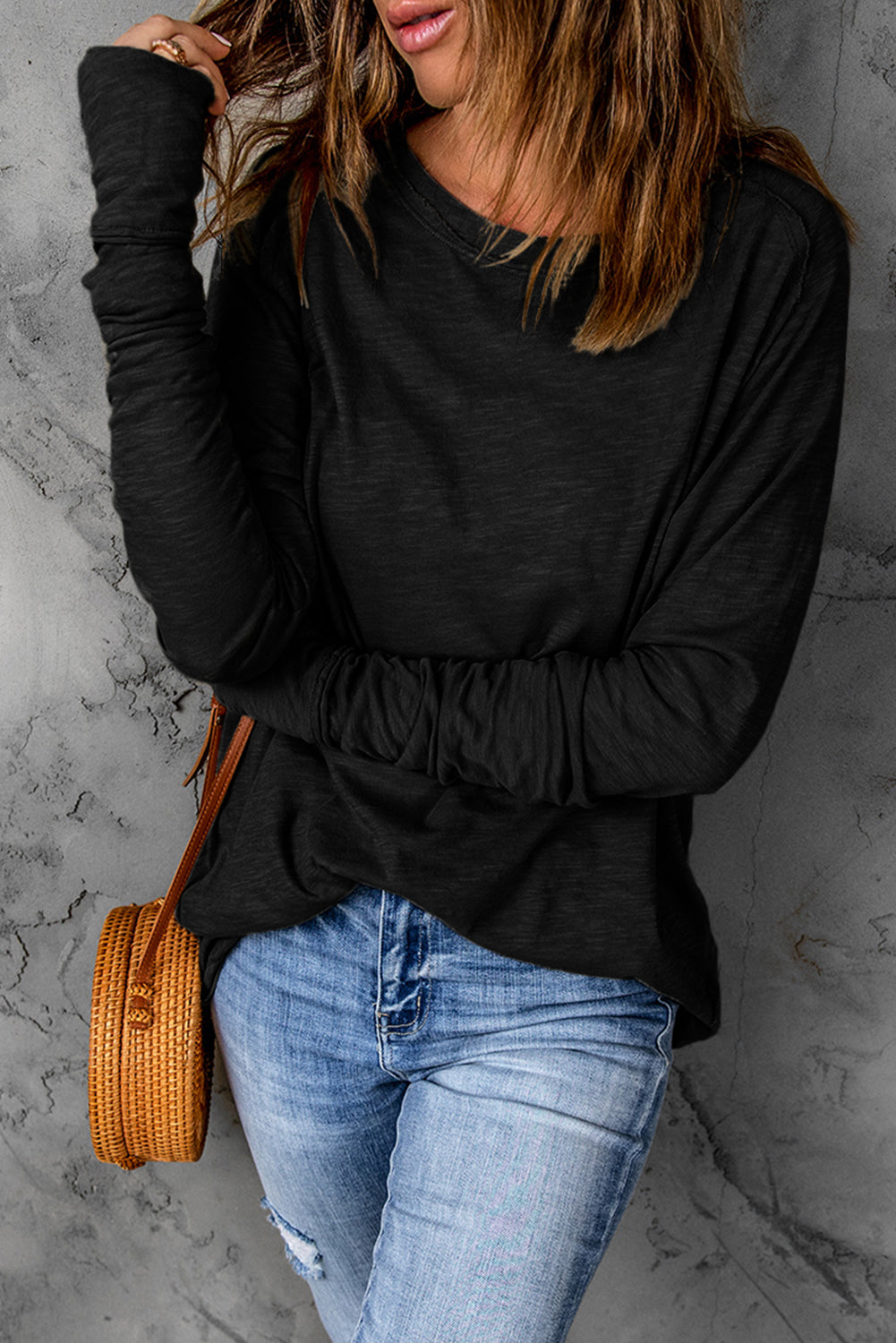 Blank Black Thumbhole Long Sleeve Top