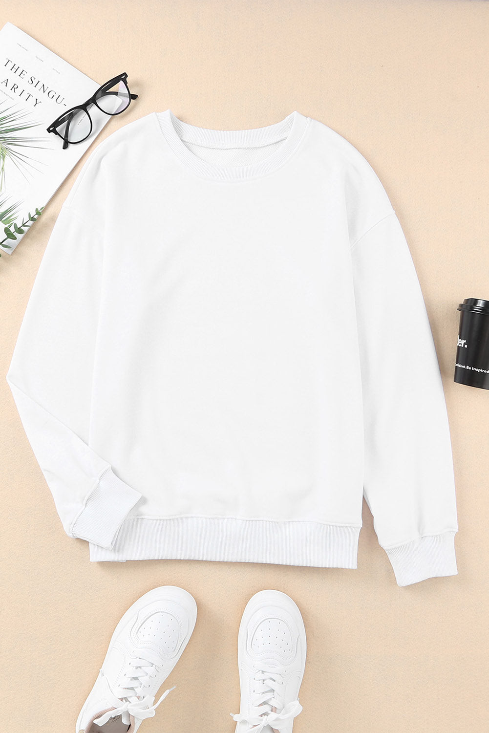 Blank Solid Comfy Knit Pullover Crew Neck (2 colors)