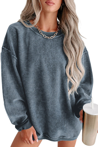 Ribbed Drop Sleeve Pullover Sweatshirt (S-2XL - 6 Colors)