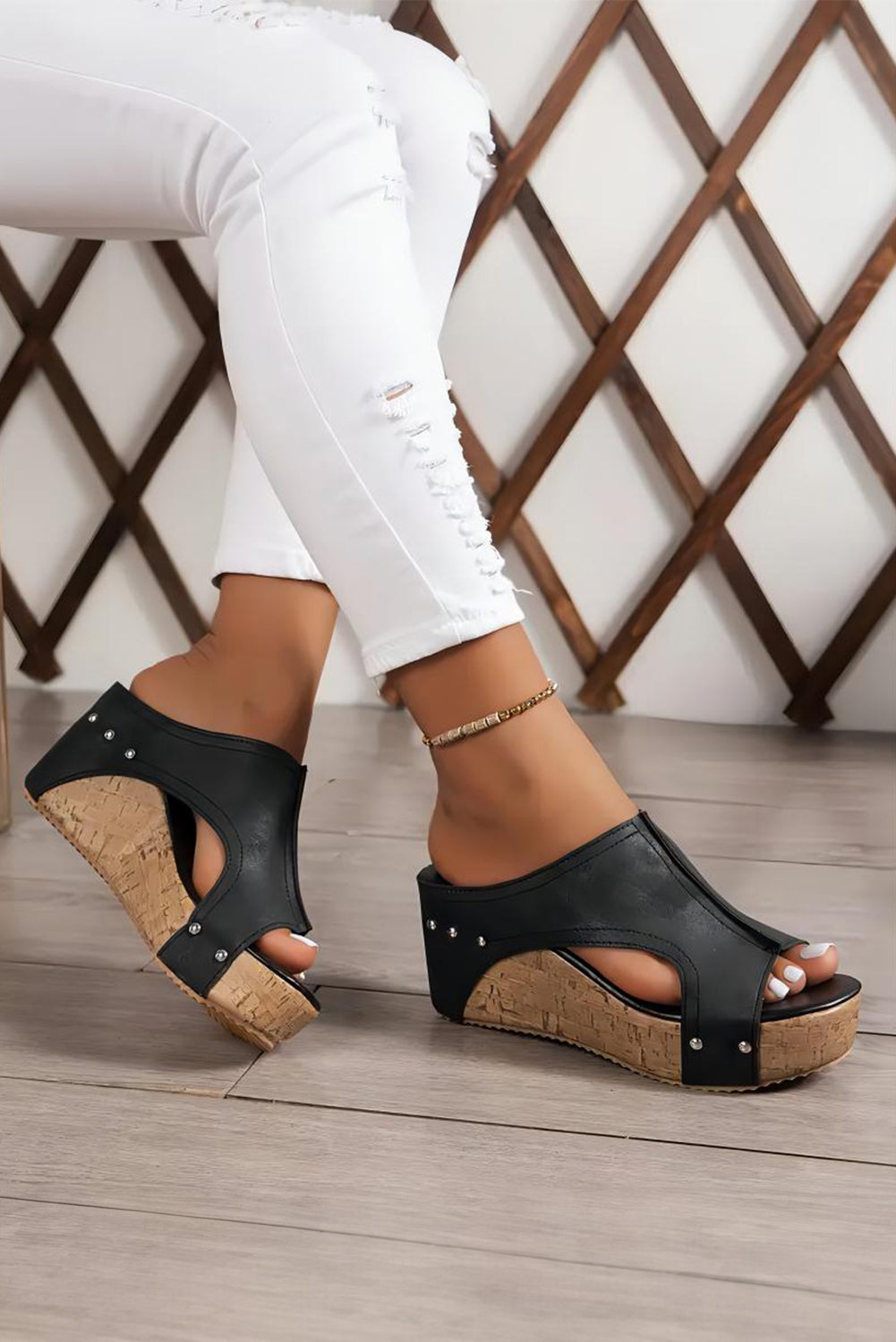 Studded Leather Wedges