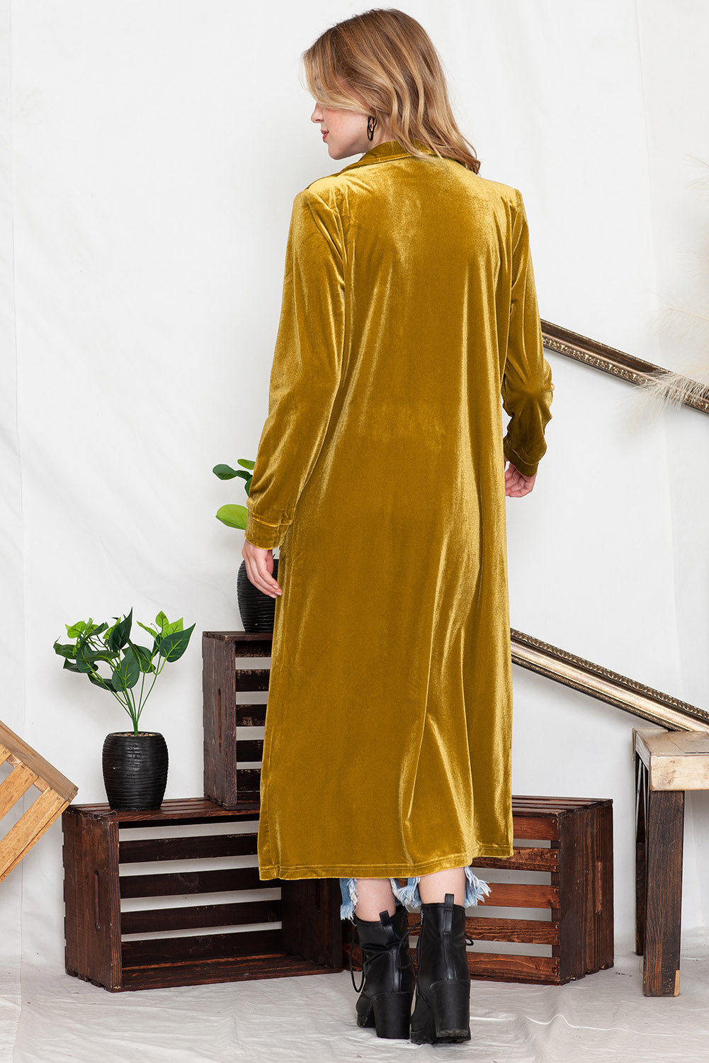 Velvet Open Front Long Cardigan (S-2XL - 3 Colors)