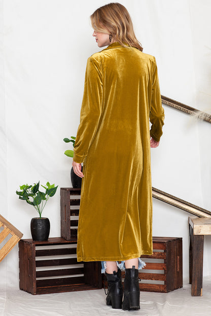 Velvet Open Front Long Cardigan (S-2XL - 3 Colors)