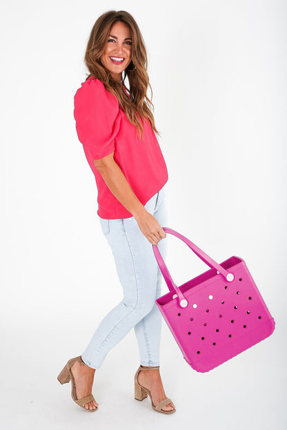 Barbie Pink Waterproof Hollow Out Tote Bag