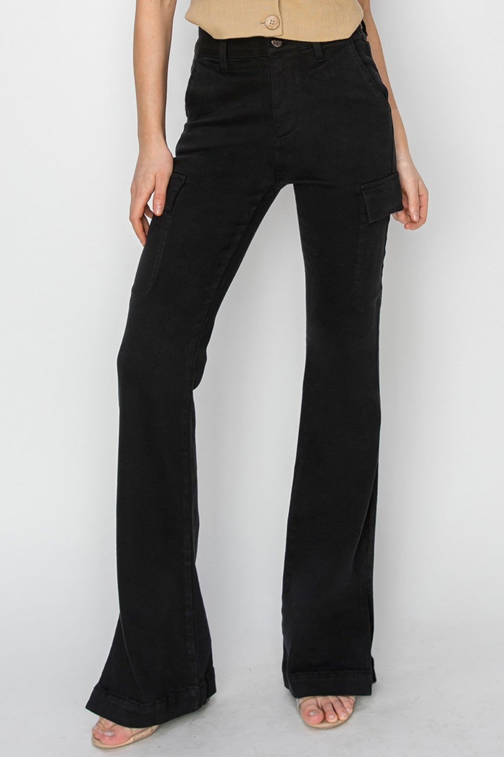 RISEN High Rise Side Slit Cargo Bootcut Jeans (0-15)