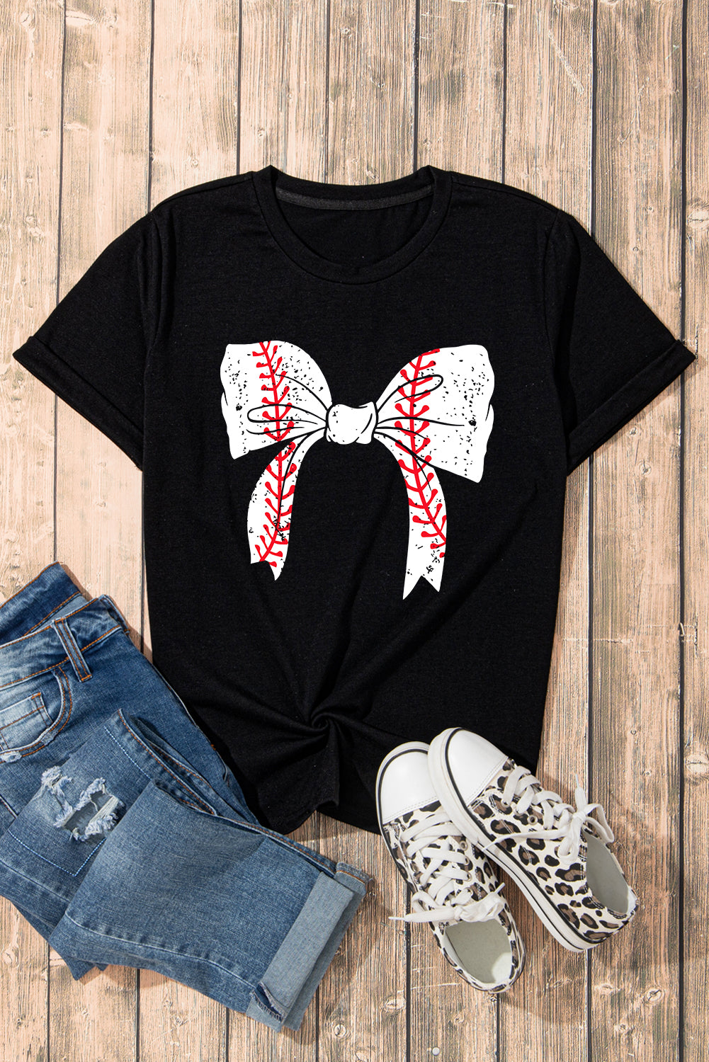 Baseball/Softball Bow Graphic Tee (S-2XL - 2 Styles)