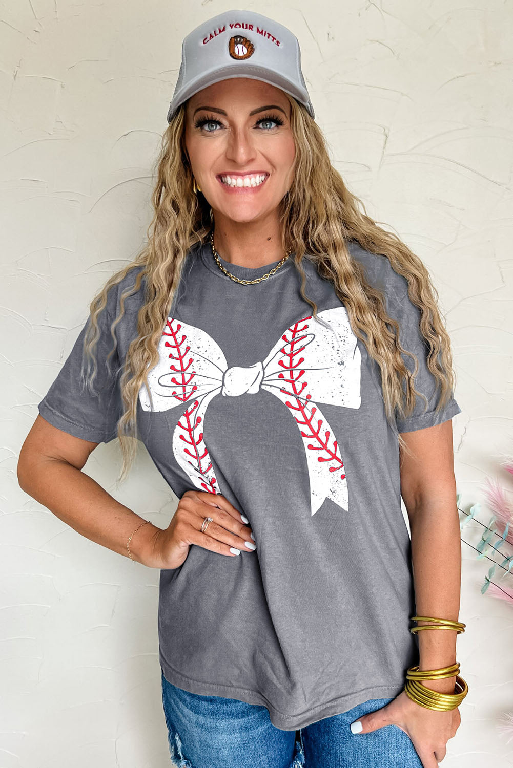 Baseball/Softball Bow Graphic Tee (S-2XL - 2 Styles)