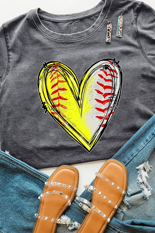 Baseball/Softball Heart Graphic Tee  (S-2XL)