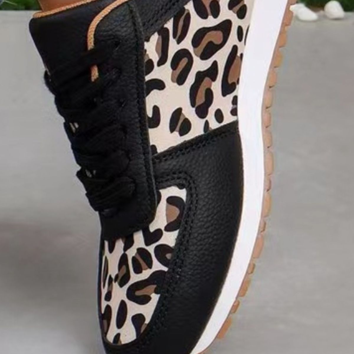 Camo/Leopard Printed Leather Athletic Shoes