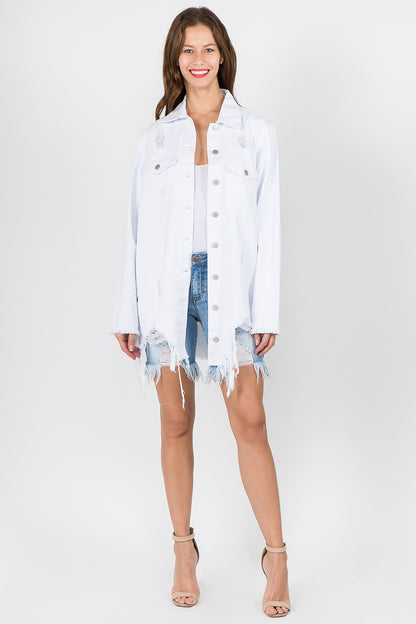 Bazi Distressed Frayed Denim Jacket (S-L)