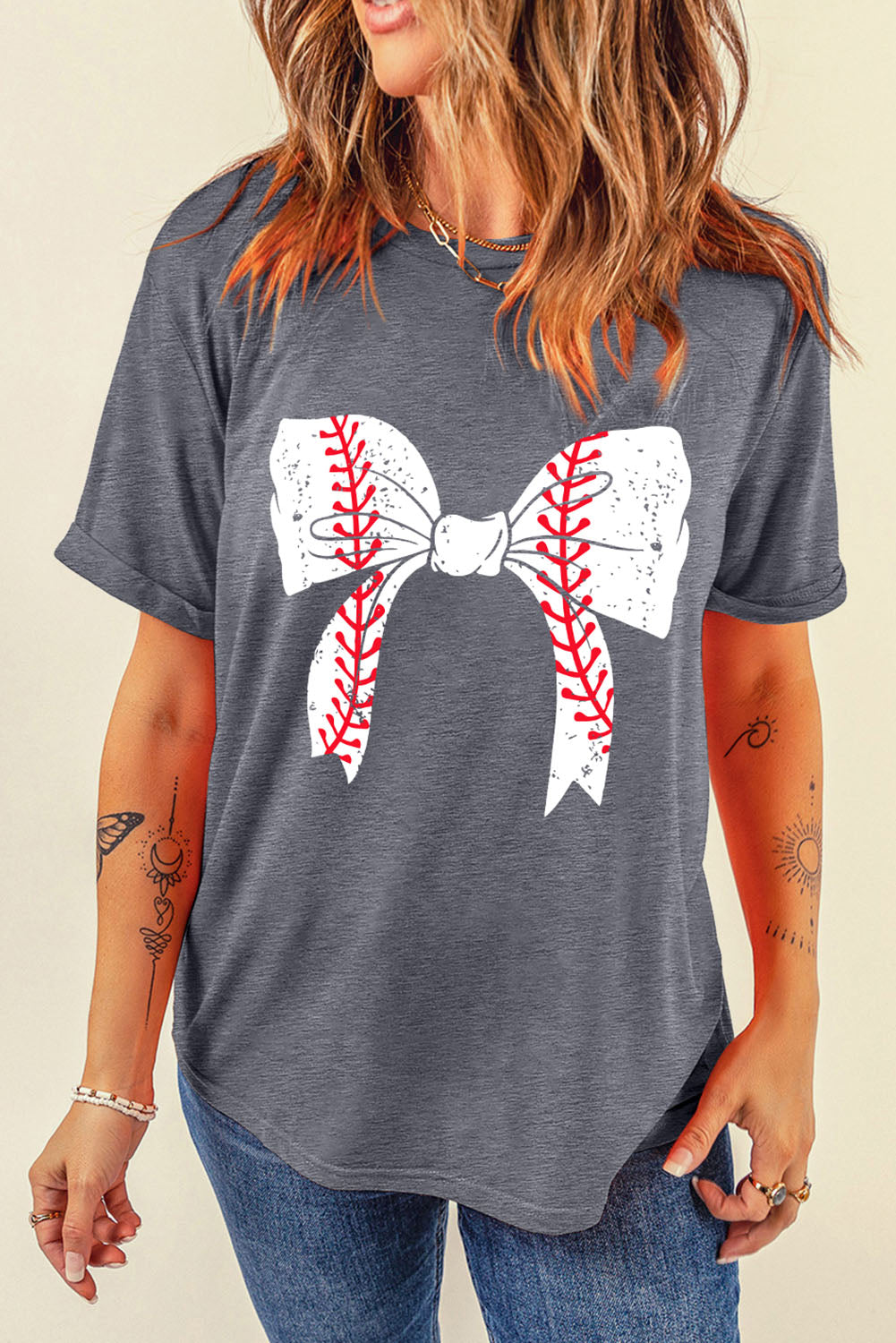 Baseball/Softball Bow Graphic Tee (S-2XL - 2 Styles)