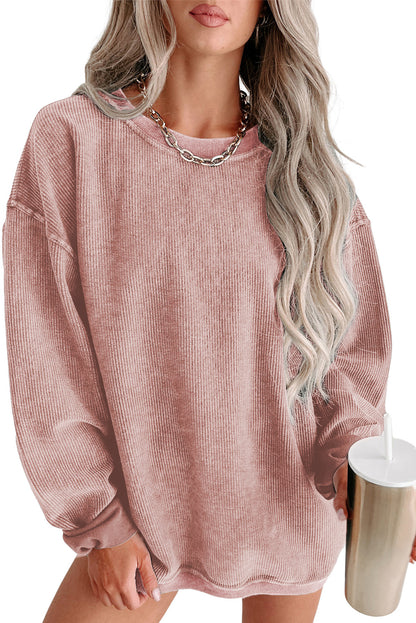 Ribbed Drop Sleeve Pullover Sweatshirt (S-2XL - 6 Colors)