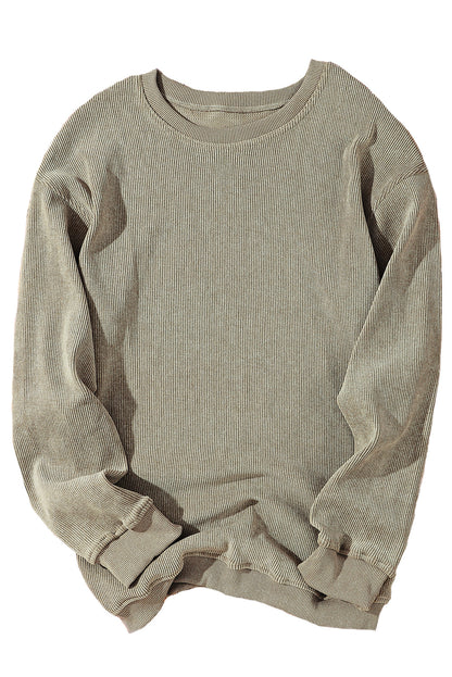 Ribbed Drop Sleeve Pullover Sweatshirt (S-2XL - 6 Colors)