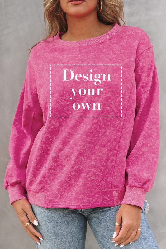 Blank Rose Distressed Loose Crew Neck Long Sleeve (S-2XL)