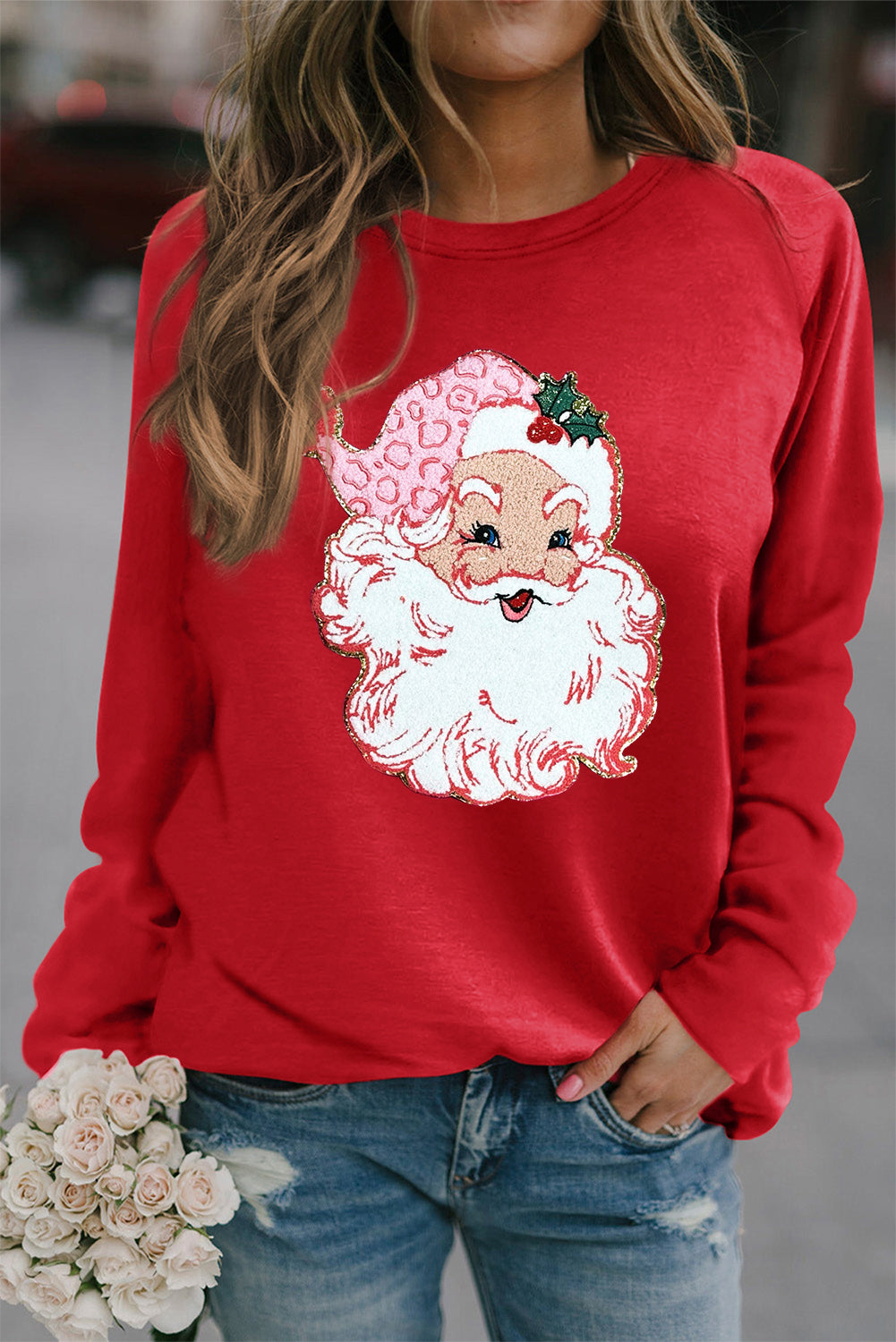 Classic Raglan Santa Graphic Crewneck (S-2XL)