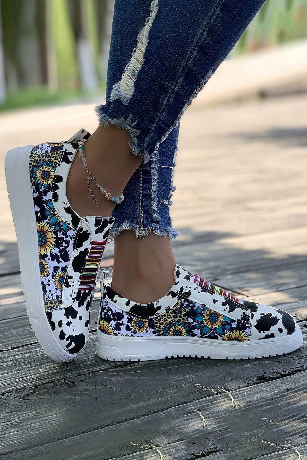 Multi-Animal Print Serape Sneakers