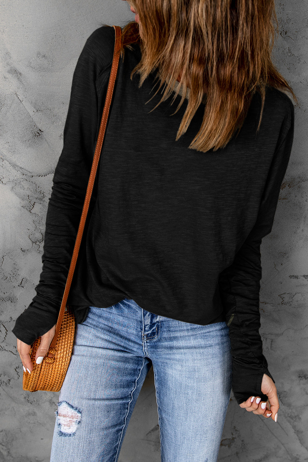 Blank Black Thumbhole Long Sleeve Top